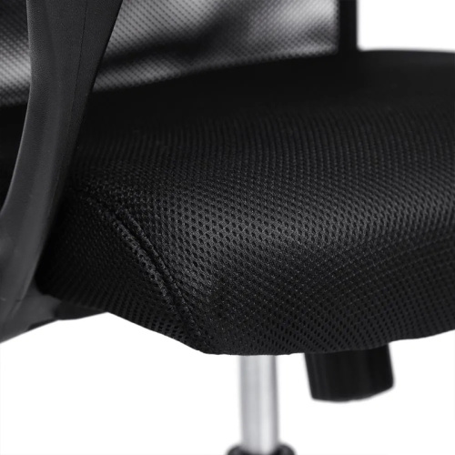 Кресло для персонала PRACTIC, 570х470х1210 мм, сетка, кожзам, ткань, чёрный фото 10