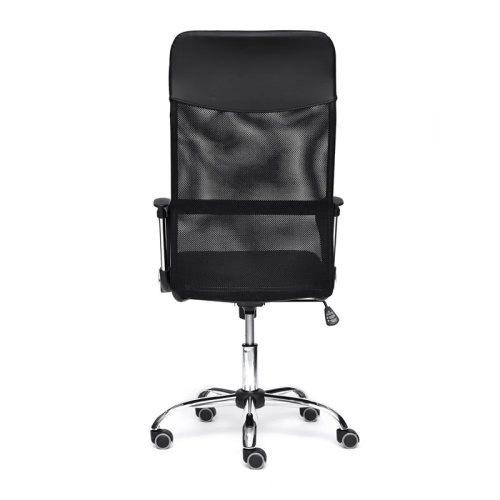 Кресло для персонала PRACTIC, 570х470х1210 мм, сетка, кожзам, ткань, чёрный фото 5