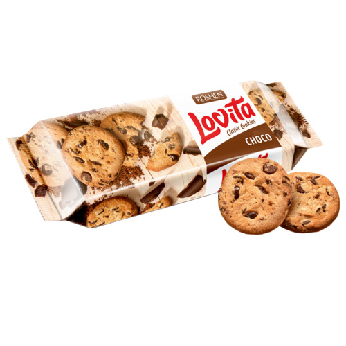 Печенье сдобное Roshen "Lovita Classic Cookies", с кусочками глазури, 150 гр