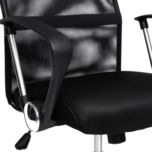 Кресло для персонала PRACTIC, 570х470х1210 мм, сетка, кожзам, ткань, чёрный фото 11