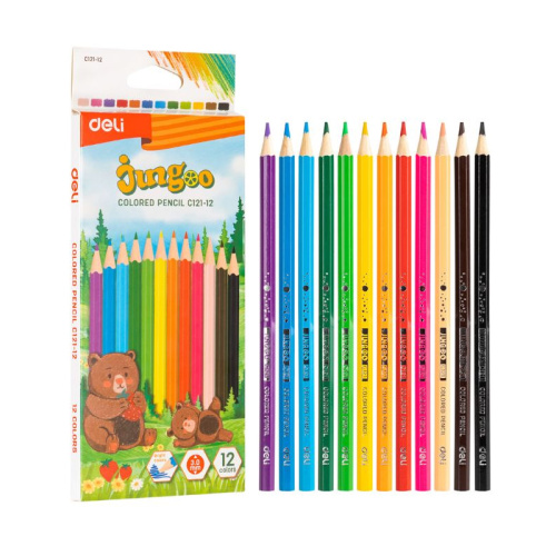 Карандаши цветные DELI "Bingoo", 12 цветов, картон фото 2