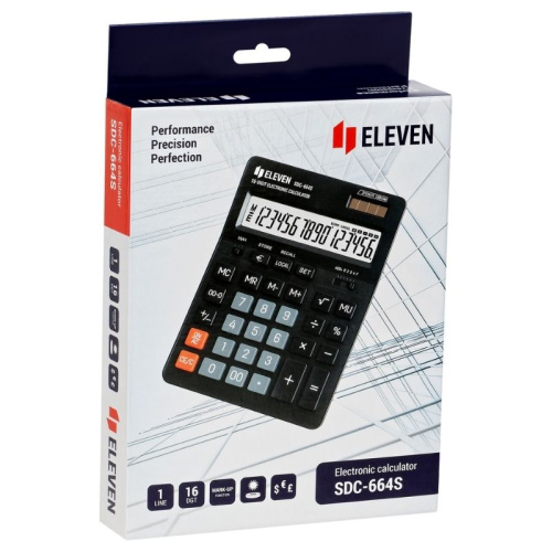 Калькулятор настольный Eleven SDC-664S, 16 разрядный, 155х205х36 мм, черный фото 6