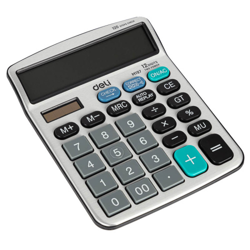 Калькулятор настольный DELI "M19710" 12 разрядный, 180х144х39 мм, серебро фото 3