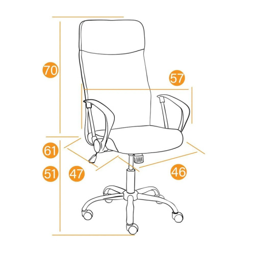 Кресло для персонала PRACTIC, 570х470х1210 мм, сетка, кожзам, ткань, чёрный фото 2