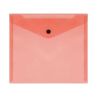Папка-конверт на кнопке СТАММ, А5+, 150 мкм, прозрачная, красная
