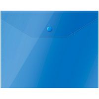 Папка-конверт на кнопке OfficeSpace, А5, 150 мкм, пластик, полупрозрачная, синий