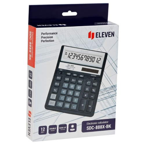 Калькулятор настольный Eleven SDC-888X-BK, 12 разрядный, 158х203х31 мм, черный фото 6