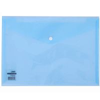 Папка-конверт на кнопке DELI, А4, 160 мкм, прозрачно-синий