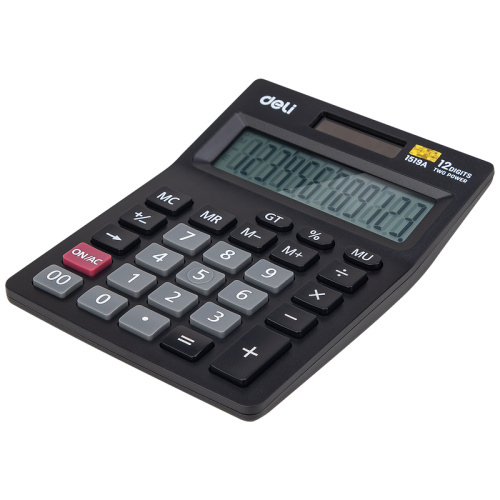 Калькулятор настольный DELI "1519A" 12 разрядный, 140х102х31.4 мм, черный фото 4