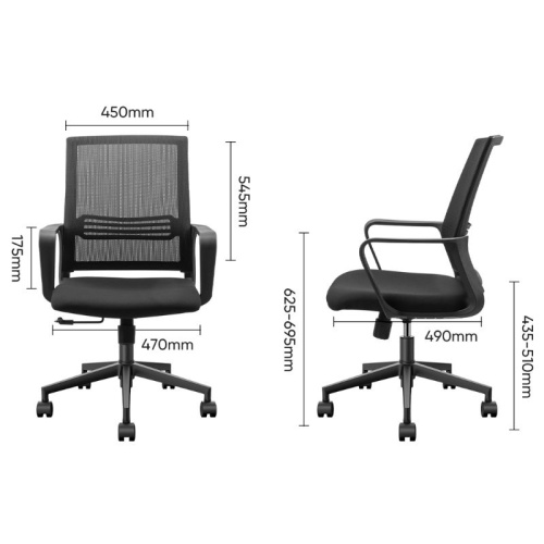 Кресло для персонала DELI "Staff", сетка, ткань, чёрный фото 2