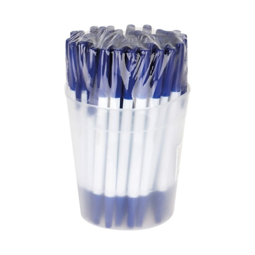 Ручка шариковая СТАММ "049" 1 мм, корпус белый, синяя фото 4