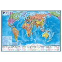 Карта "Мир" политическая Globen, 1:21,5 млн., 1570х1070 мм, интерактивная, с ламинацией