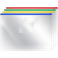 Папка-конверт на молнии OfficeSpace, А4, 120 мкм, ассорти