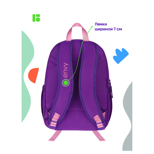 Рюкзак Berlingo "Envy" 39х28х17 см, 2 отделения, 4 кармана, уплотненная спинка, розовый фото 4