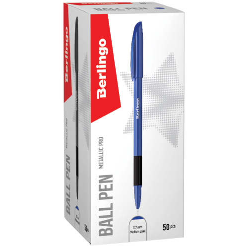 Ручка шариковая Berlingo "Metallic Pro" 0,7 мм, синяя фото 2