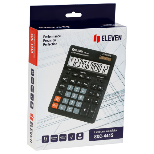 Калькулятор настольный Eleven SDC-444S, 12 разрядный, 155х205х36 мм, черный фото 6