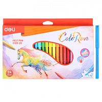 Фломастеры DELI "ColoRun", 24 цвета, картонная упаковка
