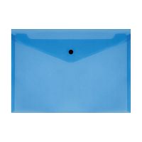 Папка-конверт на кнопке СТАММ, А4, 150 мкм, прозрачная, синяя