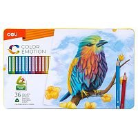 Карандаши цветные DELI "Color Emotion", 36 цветов, в металлической коробке