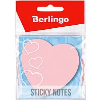 Блок самоклеящийся Berlingo "Сердце", 70 х70 мм, фигурные, розовый неон, 50 листов