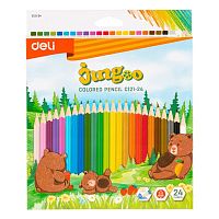 Карандаши цветные DELI "Bingoo", 24 цвета, картон