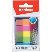 Закладки самоклеящиеся Berlingo 45х12 мм, пластиковые, 20 л х 5 неоновых цветов, в диспенсере