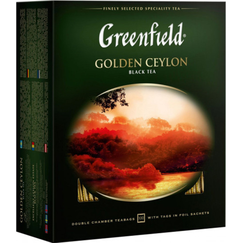 Чай Greenfield "Golden Ceylon", чёрный, 100 пакетиков фото 2