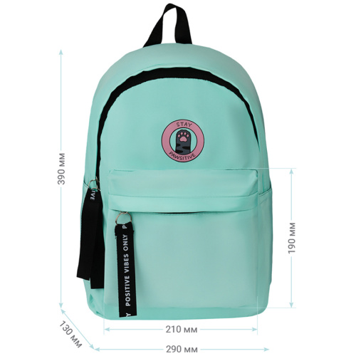 Рюкзак MESHU "Pawsitive", 39х29х13 см, 1 отделение, 3 кармана, уплотненная спинка, бирюзовый фото 3