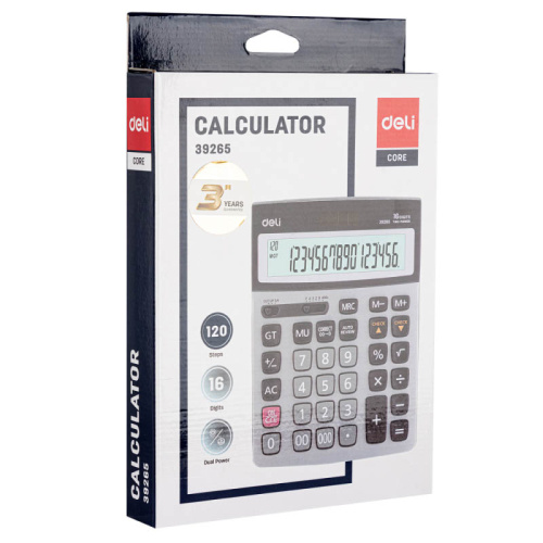 Калькулятор настольный DELI "39265" 16 разрядный, 205х155х33 мм, серый фото 3