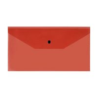 Папка-конверт на кнопке СТАММ, С6+, 150 мкм, прозрачная, красная