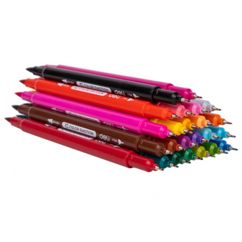Фломастеры DELI "Color Emotion", 24 цвета, двусторонние, пластиковая упаковка фото 3