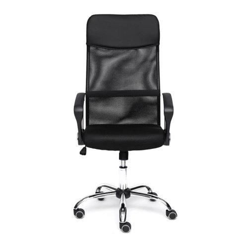 Кресло для персонала PRACTIC, 570х470х1210 мм, сетка, кожзам, ткань, чёрный фото 4