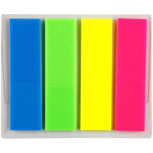 Закладки самоклеящиеся OfficeSpace 45х12 мм, пластиковые, 20 л х 4 неоновых цвета фото 2