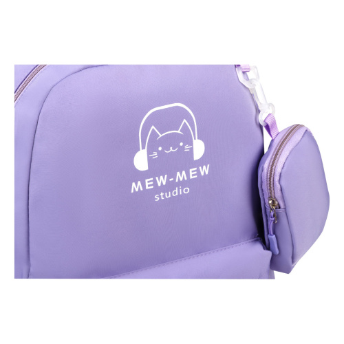 Рюкзак MESHU "Meow Music", 43х30х14 см, 1 отделение, 3 кармана, пенал 14х11х2 см, сиреневый фото 8