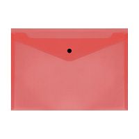 Папка-конверт на кнопке СТАММ, А4, 150 мкм, прозрачная, красная