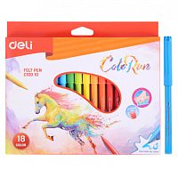 Фломастеры DELI "ColoRun", 18 цветов, картонная упаковка