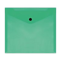 Папка-конверт на кнопке СТАММ, А5+, 150 мкм, прозрачная, зелёная