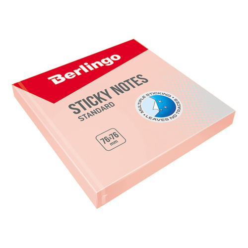Блок самоклеящийся Berlingo "Standard" 76х76 мм, розовый, 100 листов