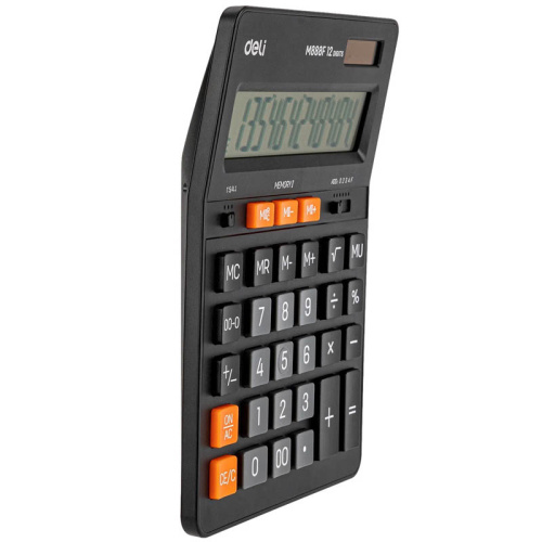 Калькулятор настольный DELI "М444" 12 разрядный, 205х155х35 мм, черный фото 3