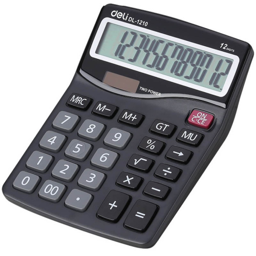 Калькулятор настольный DELI "1210" 12 разрядный, 157х120.4х46.2 мм, черный фото 3