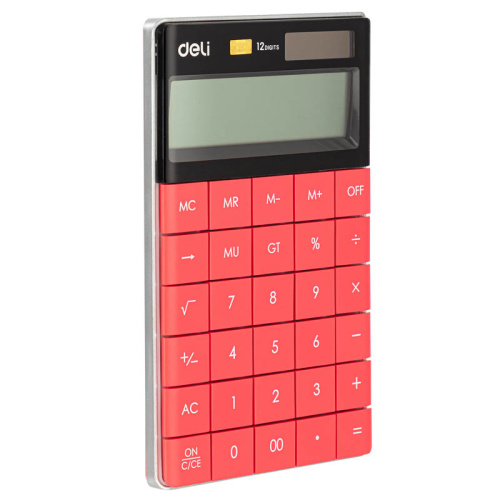 Калькулятор настольный DELI "1589" 12 разрядный, 165.3х103.2х14.7 мм, красный фото 2