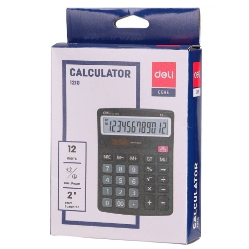 Калькулятор настольный DELI "1210" 12 разрядный, 157х120.4х46.2 мм, черный фото 2