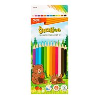 Карандаши цветные DELI "Bingoo", 12 цветов, картон