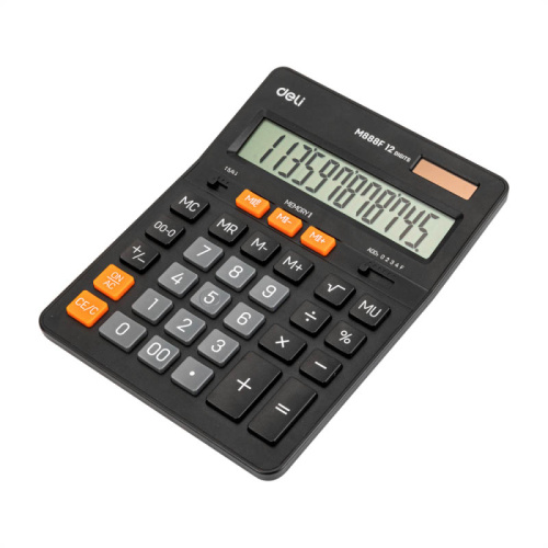 Калькулятор настольный DELI "М444" 12 разрядный, 205х155х35 мм, черный фото 2