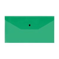 Папка-конверт на кнопке СТАММ, С6+, 150 мкм, прозрачная, зелёная