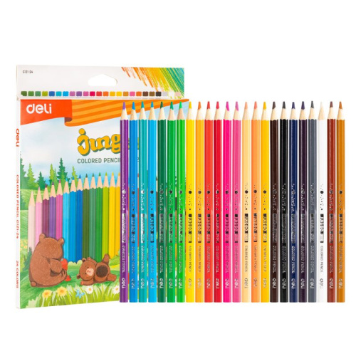 Карандаши цветные DELI "Bingoo", 24 цвета, картон фото 3