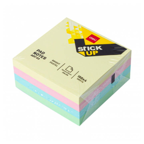 Блок самоклеящийся DELI "Stick Up" 76x76 мм, 4 цвета, 400 листов