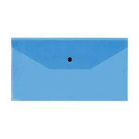 Папка-конверт на кнопке СТАММ, С6+, 150 мкм, прозрачная, синяя