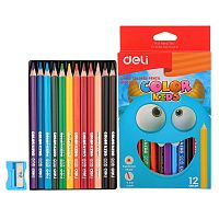 Карандаши цветные DELI "Color Kids", 12 цветов, трехгранные, картон