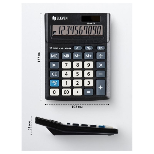 Калькулятор настольный Eleven Business Line CMB1001BK, 10 разрядный, 102х137х31 мм, черный фото 2